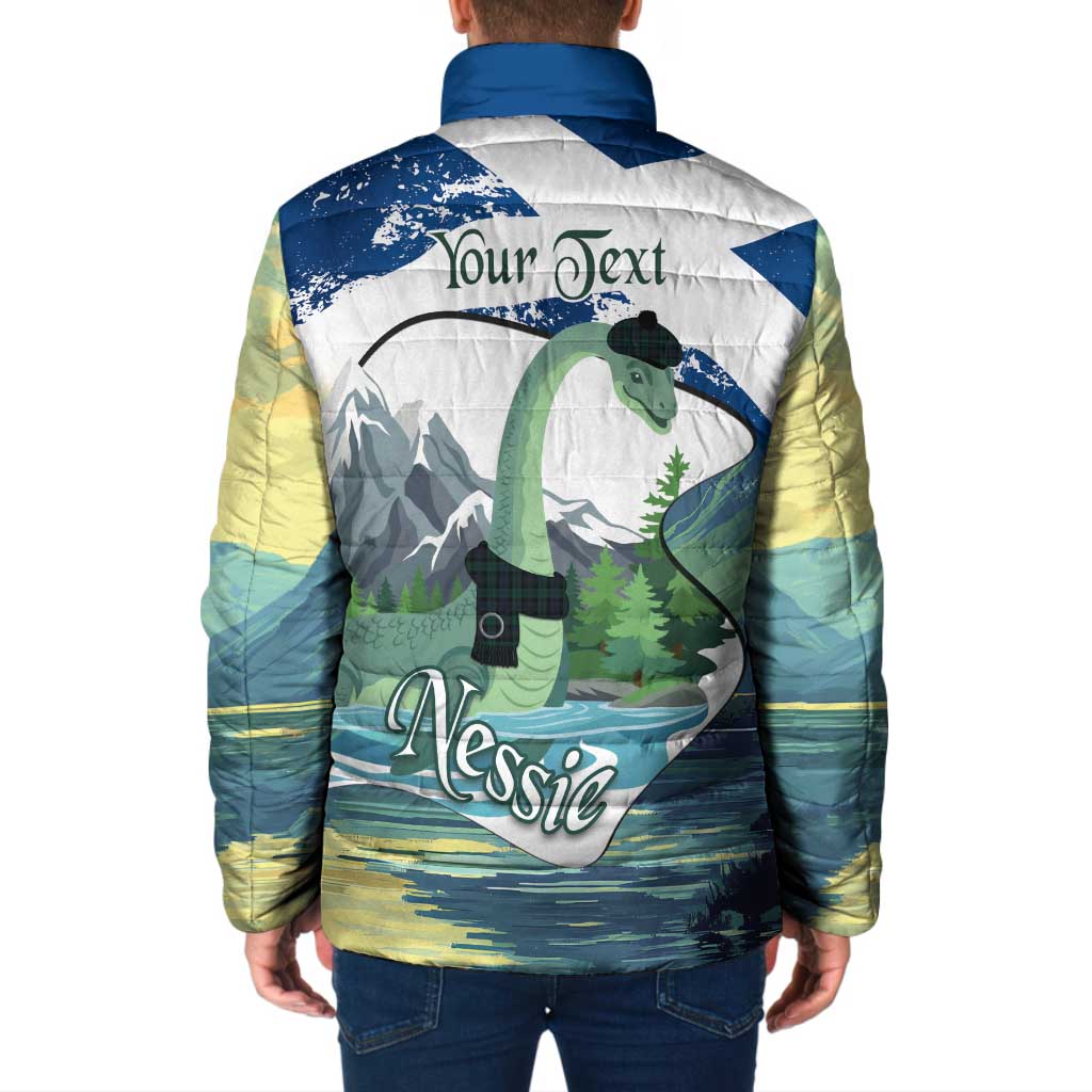 Personalised Nessie Scotland Padded Jacket Scottish Folklore Loch Ness Monster
