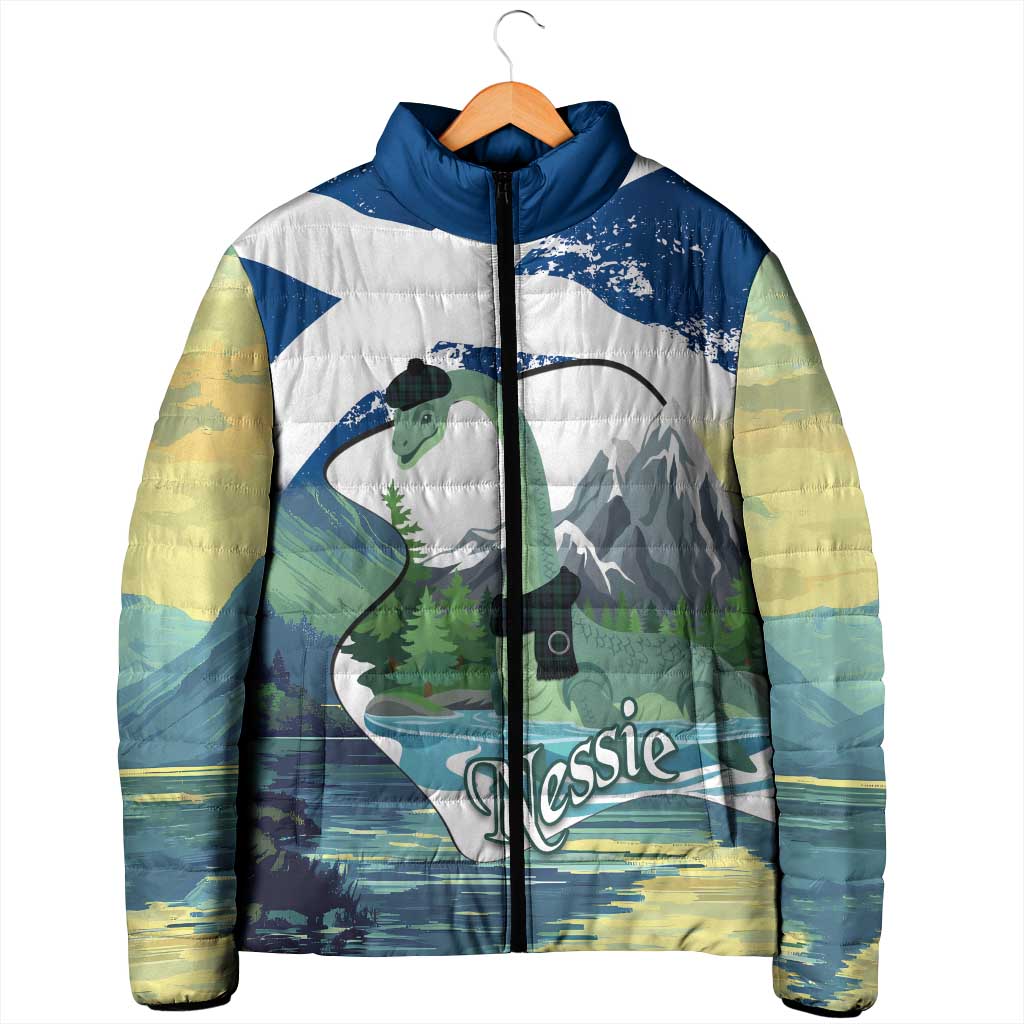 Personalised Nessie Scotland Padded Jacket Scottish Folklore Loch Ness Monster