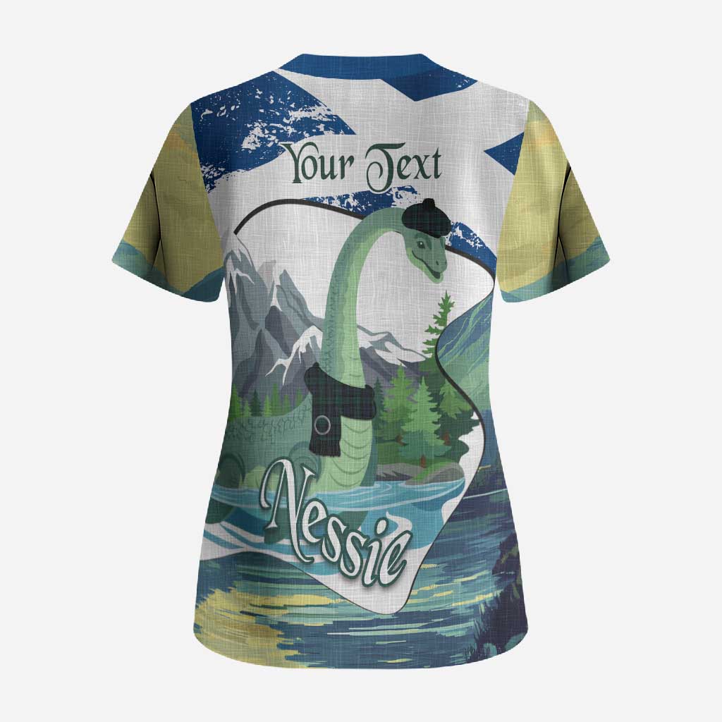 Personalised Nessie Scotland Scrub Top Scottish Folklore Loch Ness Monster