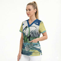 Personalised Nessie Scotland Scrub Top Scottish Folklore Loch Ness Monster