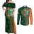 Custom Ireland Cricket Couples Matching Off Shoulder Maxi Dress and Long Sleeve Button Shirt 2024 Celtic Shamrock Go Champions - Wonder Print Shop