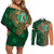 Custom Ireland Cricket Couples Matching Off Shoulder Short Dress and Long Sleeve Button Shirt 2024 Celtic Shamrock Go Champions - Wonder Print Shop