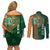 Custom Ireland Cricket Couples Matching Off Shoulder Short Dress and Long Sleeve Button Shirt 2024 Celtic Shamrock Go Champions - Wonder Print Shop