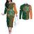 Custom Ireland Cricket Couples Matching Off The Shoulder Long Sleeve Dress and Long Sleeve Button Shirt 2024 Celtic Shamrock Go Champions