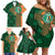 Custom Ireland Cricket Family Matching Off Shoulder Short Dress and Hawaiian Shirt 2024 Celtic Shamrock Go Champions - Wonder Print Shop