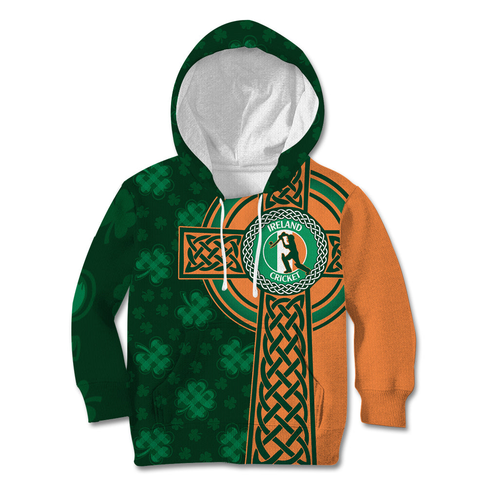 Custom Ireland Cricket Kid Hoodie 2024 Celtic Shamrock Go Champions - Wonder Print Shop