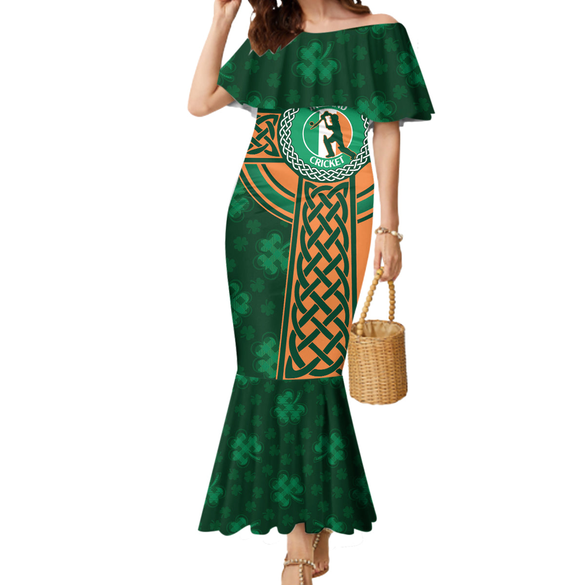 Custom Ireland Cricket Mermaid Dress 2024 Celtic Shamrock Go Champions - Wonder Print Shop