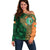 Custom Ireland Cricket Off Shoulder Sweater 2024 Celtic Shamrock Go Champions - Wonder Print Shop