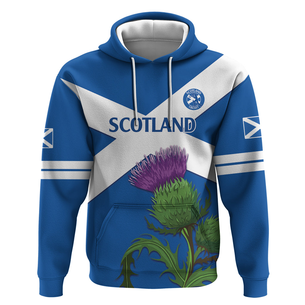 Custom Scotland Cricket Hoodie 2024 Scottish Thistle Flag Style - Wonder Print Shop