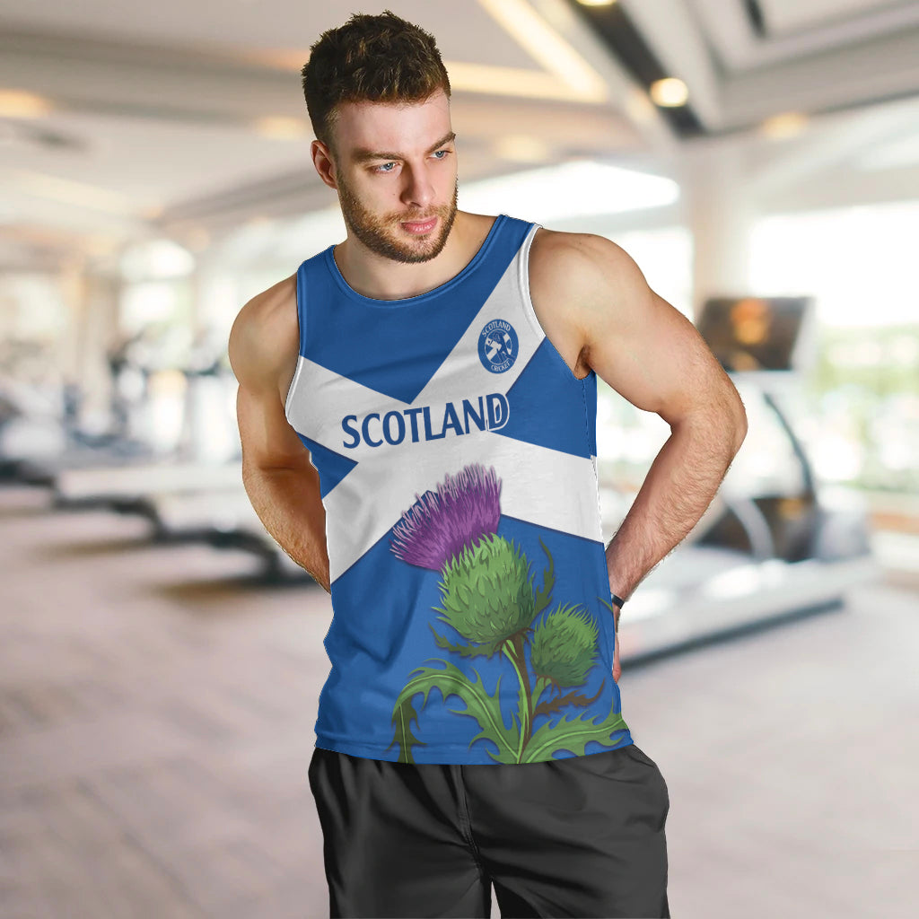 Custom Scotland Cricket Men Tank Top 2024 Scottish Thistle Flag Style - Wonder Print Shop