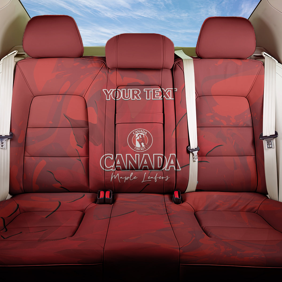 Custom Canada Cricket Back Car Seat Cover 2024 Maple Leaf Go Champions - Wonder Print Shop