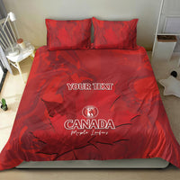 Red Canada bedding set: duvet with 2 pillowcases, maple leaf graphics and team logo
