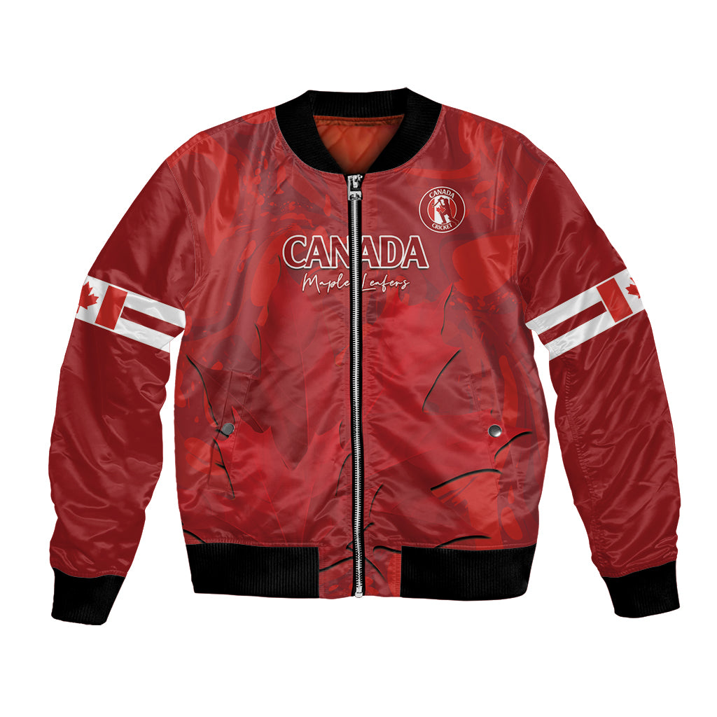 Custom Canada Cricket Bomber Jacket 2024 Maple Leaf Go Champions - Wonder Print Shop