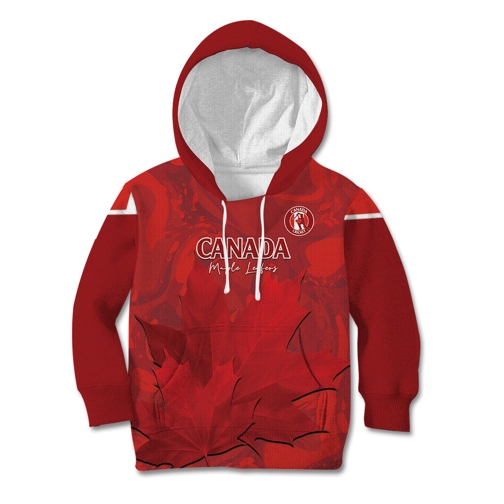 Custom Canada Cricket Kid Hoodie 2024 Maple Leaf Go Champions - Wonder Print Shop