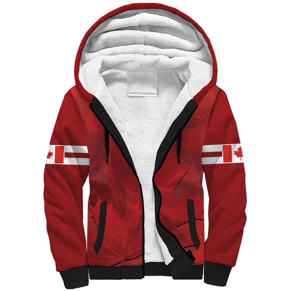 Custom Canada Cricket Sherpa Hoodie 2024 Maple Leaf Go Champions