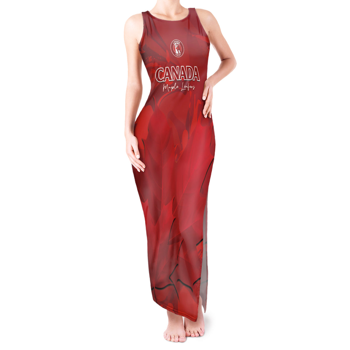 Custom Canada Cricket Tank Maxi Dress 2024 Maple Leaf Go Champions - Wonder Print Shop