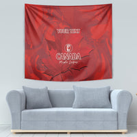 Red Canada cricket wall tapestry showing “YOUR TEXT” and Canada logo