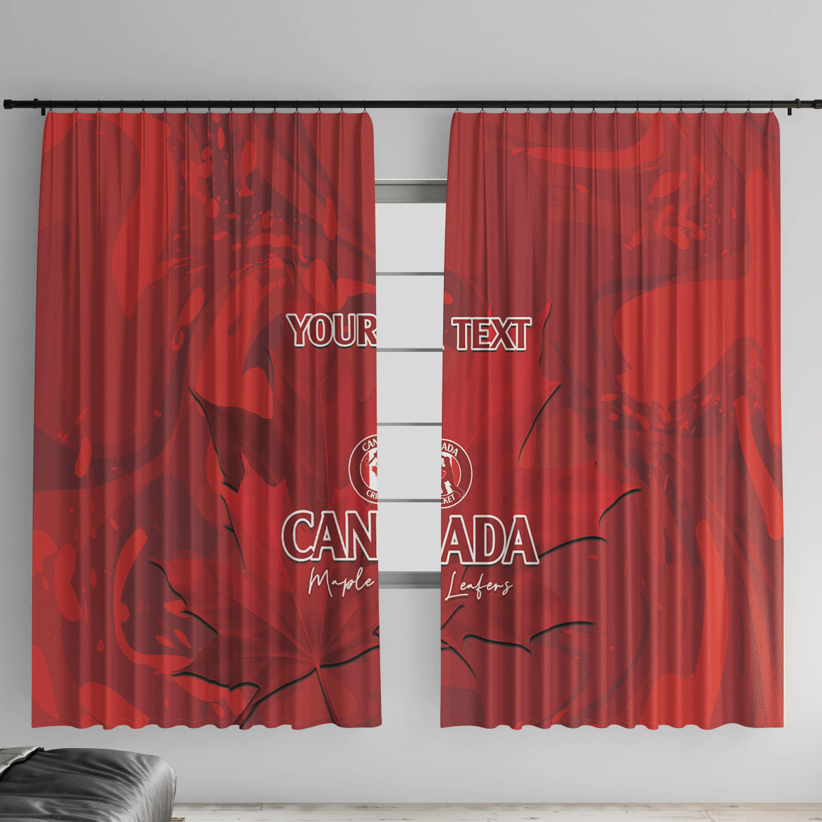 Custom Canada Cricket Window Curtain 2024 Maple Leaf Go Champions