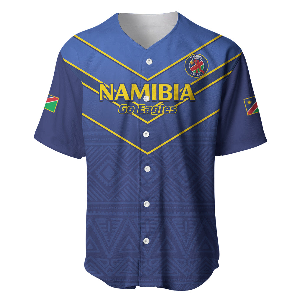 Custom Namibia Cricket Baseball Jersey 2024 Go Eagles African Pattern - Wonder Print Shop