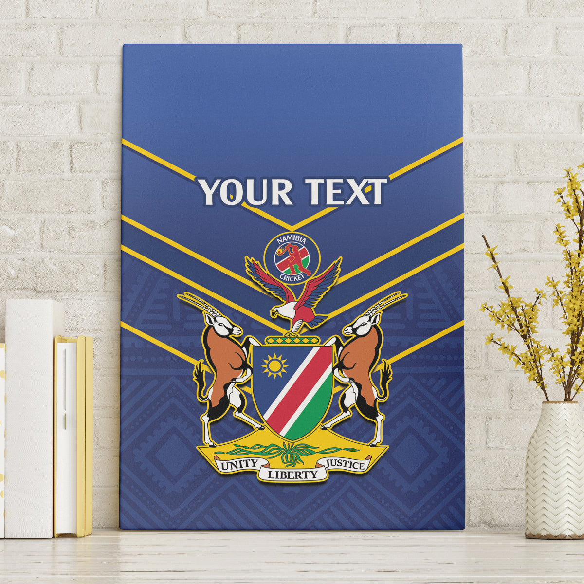 Custom Namibia Cricket Canvas Wall Art 2024 Go Eagles African Pattern - Wonder Print Shop