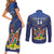 Custom Namibia Cricket Couples Matching Short Sleeve Bodycon Dress and Long Sleeve Button Shirt 2024 Go Eagles African Pattern - Wonder Print Shop