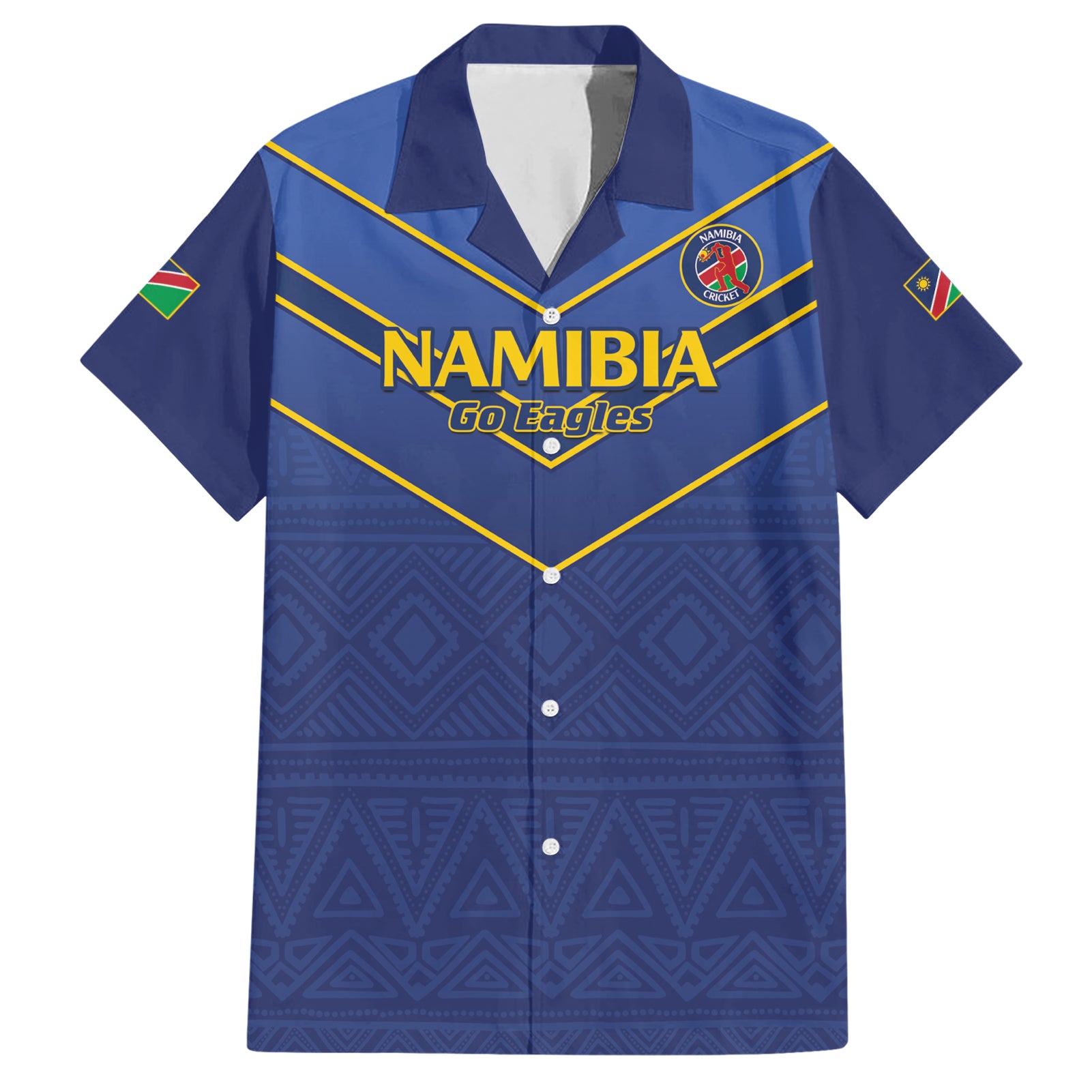 Custom Namibia Cricket Hawaiian Shirt 2024 Go Eagles African Pattern - Wonder Print Shop