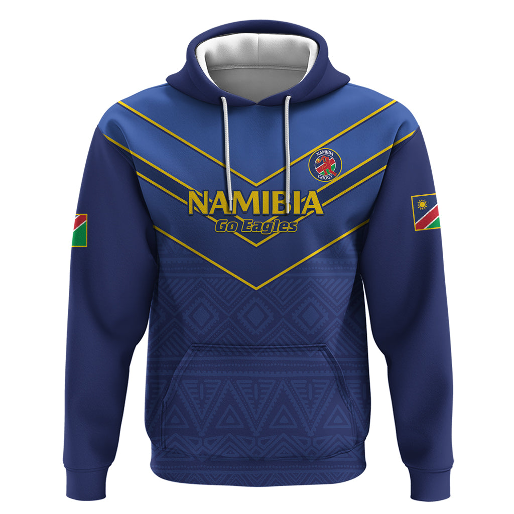 Custom Namibia Cricket Hoodie 2024 Go Eagles African Pattern - Wonder Print Shop