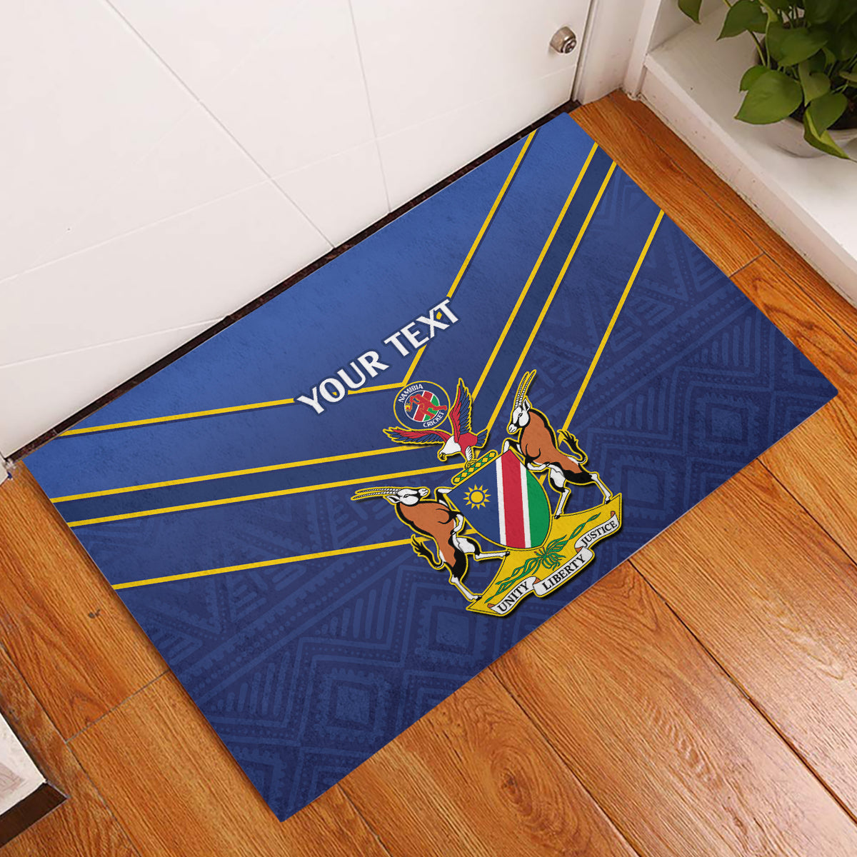 Custom Namibia Cricket Rubber Doormat 2024 Go Eagles African Pattern