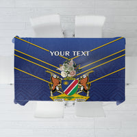 Blue cricket tablecloth with yellow stripes and central crest emblem