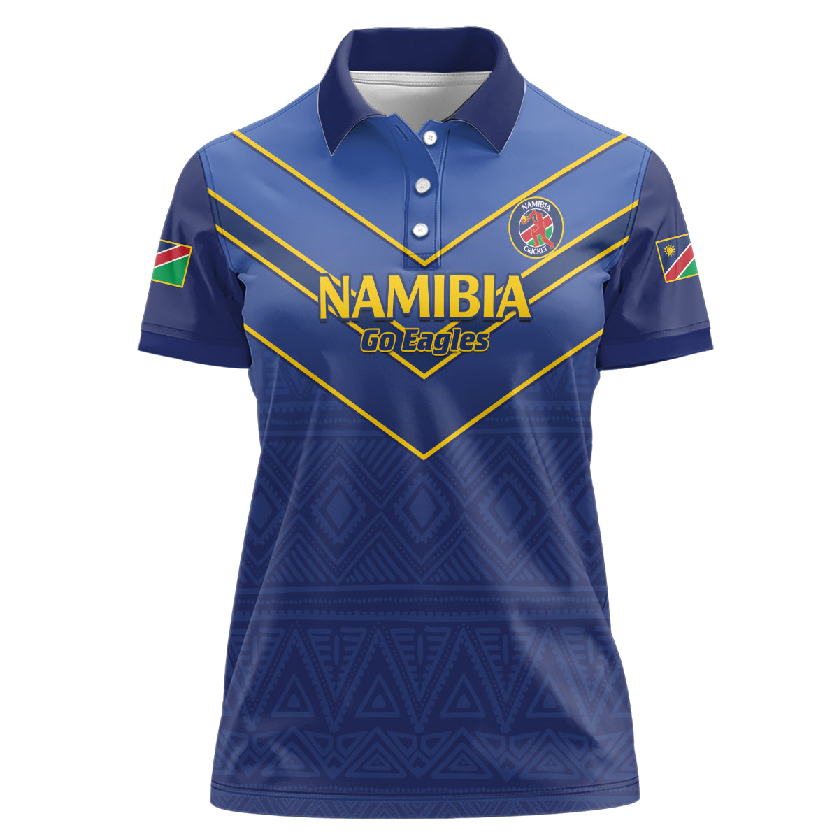 Custom Namibia Cricket Women Polo Shirt 2024 Go Eagles African Pattern