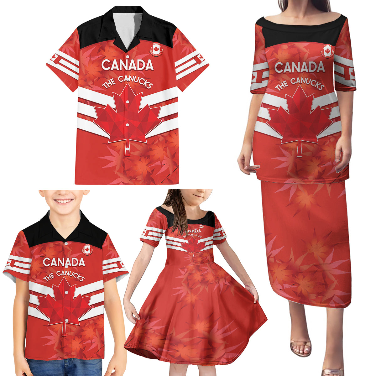 Custom Canada Soccer Family Matching Puletasi and Hawaiian Shirt Summer 2024 Go Champions Canucks - Wonder Print Shop