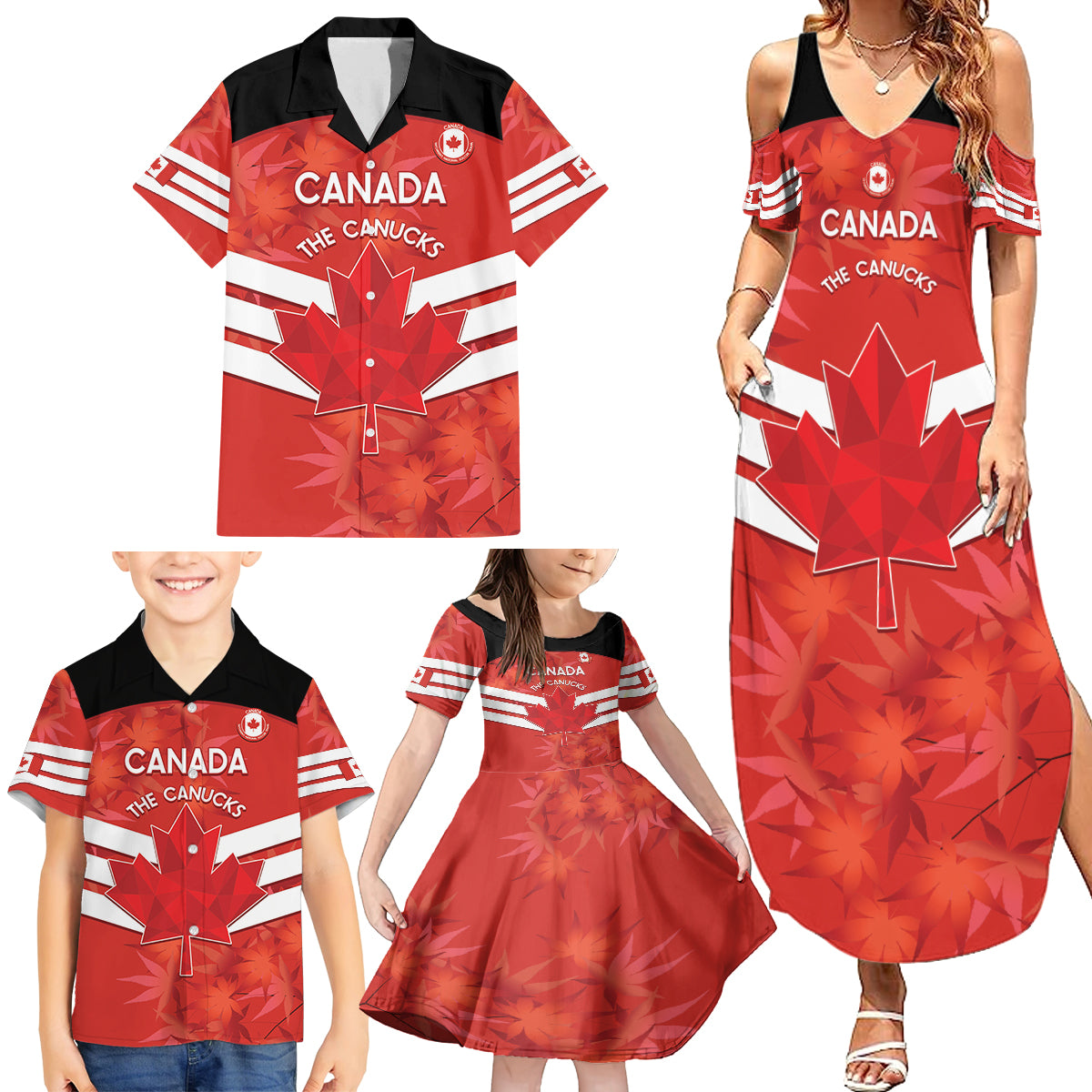 Custom Canada Soccer Family Matching Summer Maxi Dress and Hawaiian Shirt Summer 2024 Go Champions Canucks - Wonder Print Shop