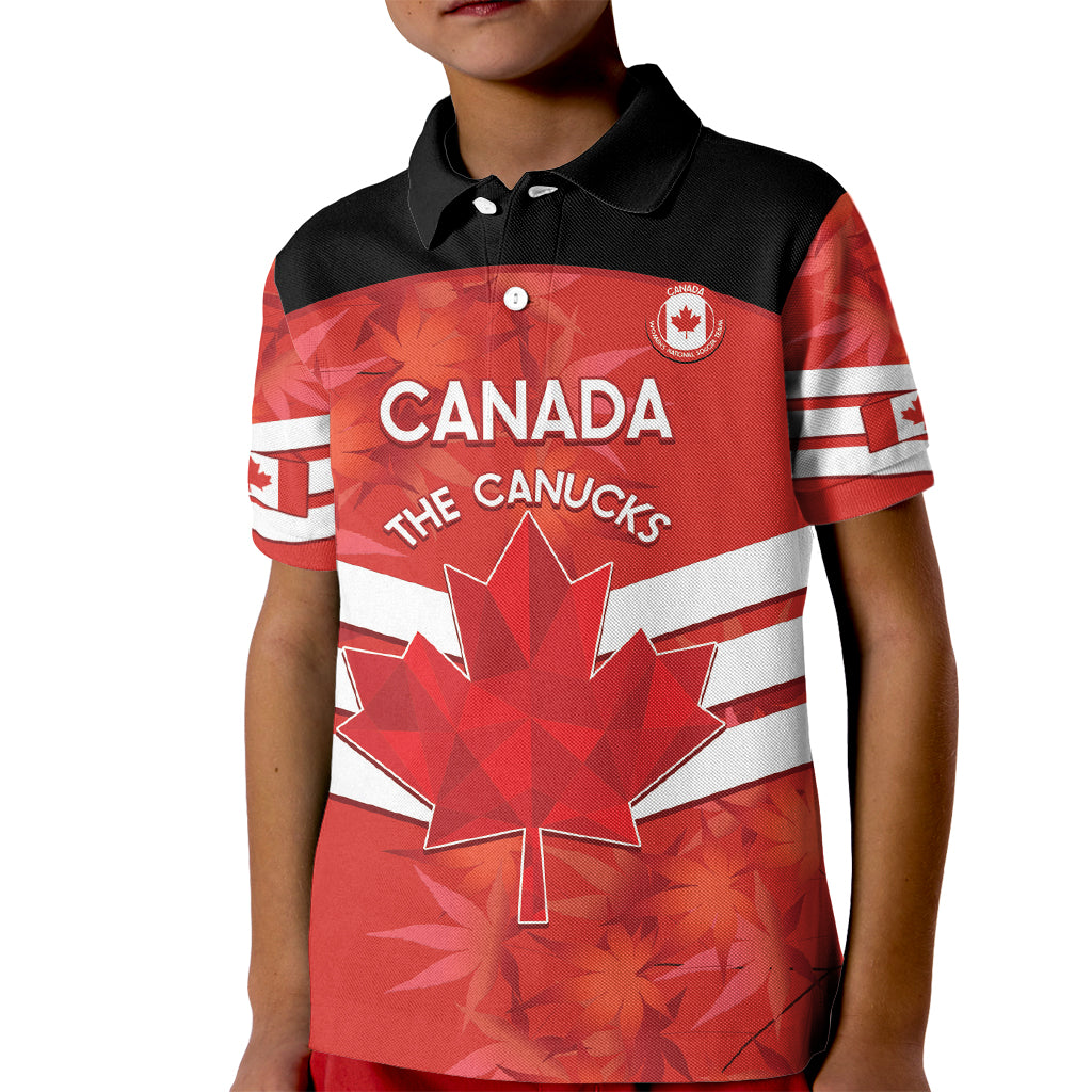 Custom Canada Soccer Kid Polo Shirt Summer 2024 Go Champions Canucks - Wonder Print Shop