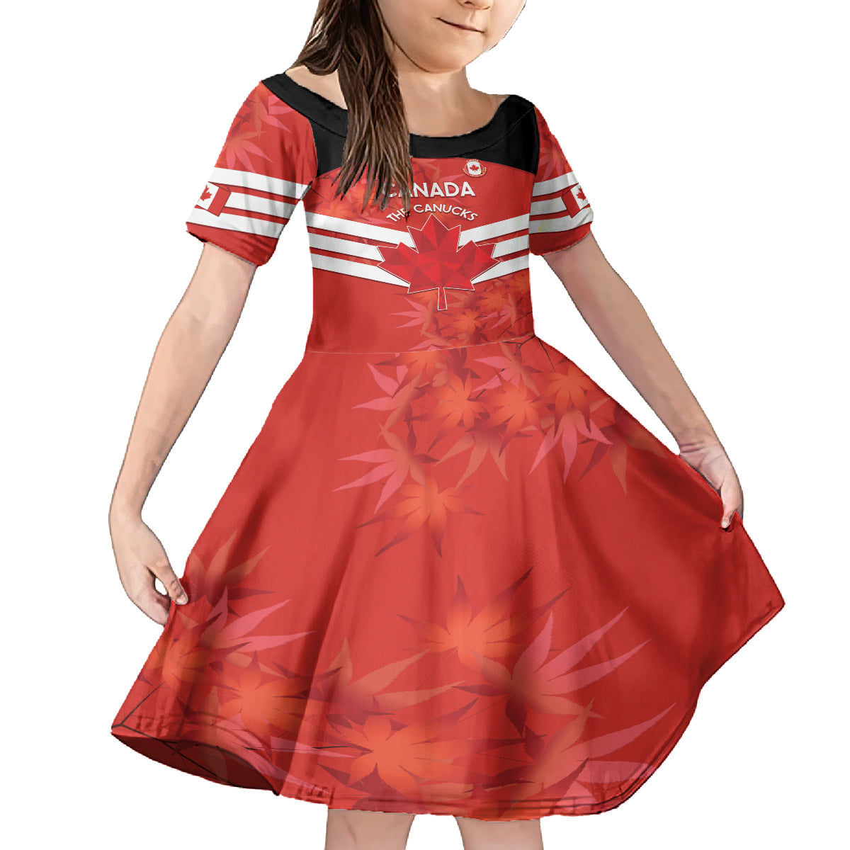 Custom Canada Soccer Kid Short Sleeve Dress Summer 2024 Go Champions Canucks - Wonder Print Shop