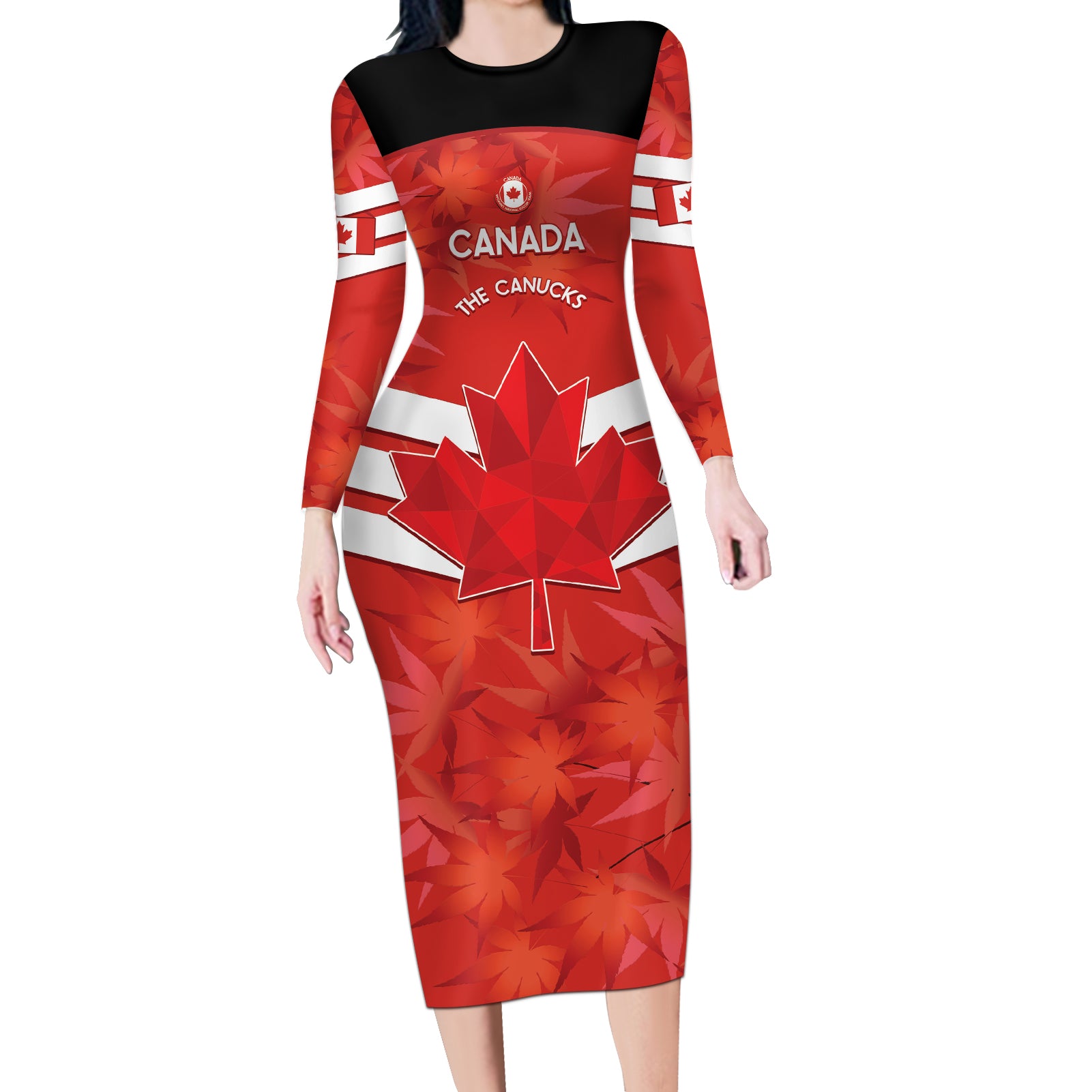 Custom Canada Soccer Long Sleeve Bodycon Dress Summer 2024 Go Champions Canucks - Wonder Print Shop