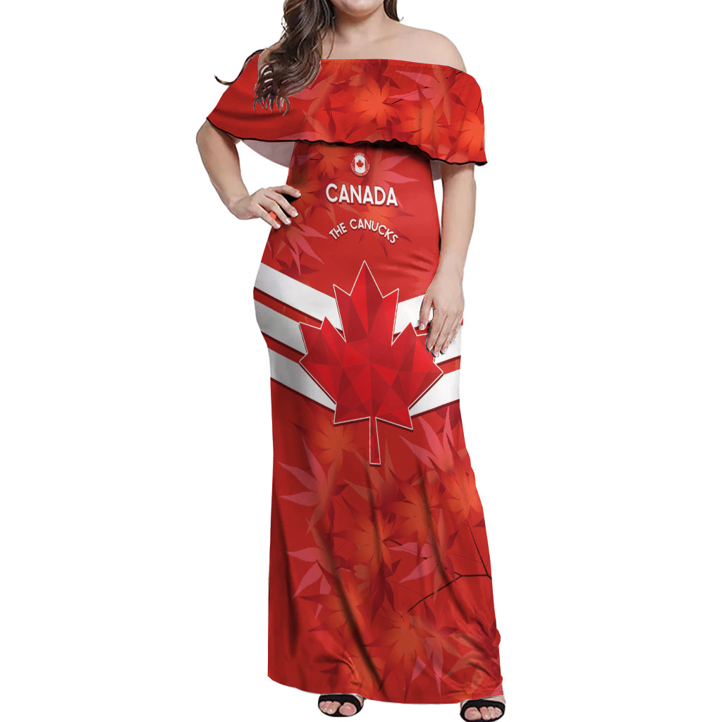 Custom Canada Soccer Off Shoulder Maxi Dress Summer 2024 Go Champions Canucks - Wonder Print Shop