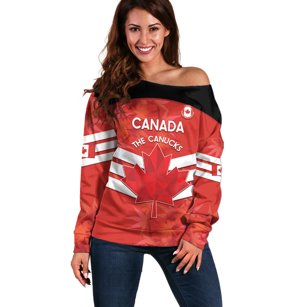 Custom Canada Soccer Off Shoulder Sweater Summer 2024 Go Champions Canucks - Wonder Print Shop