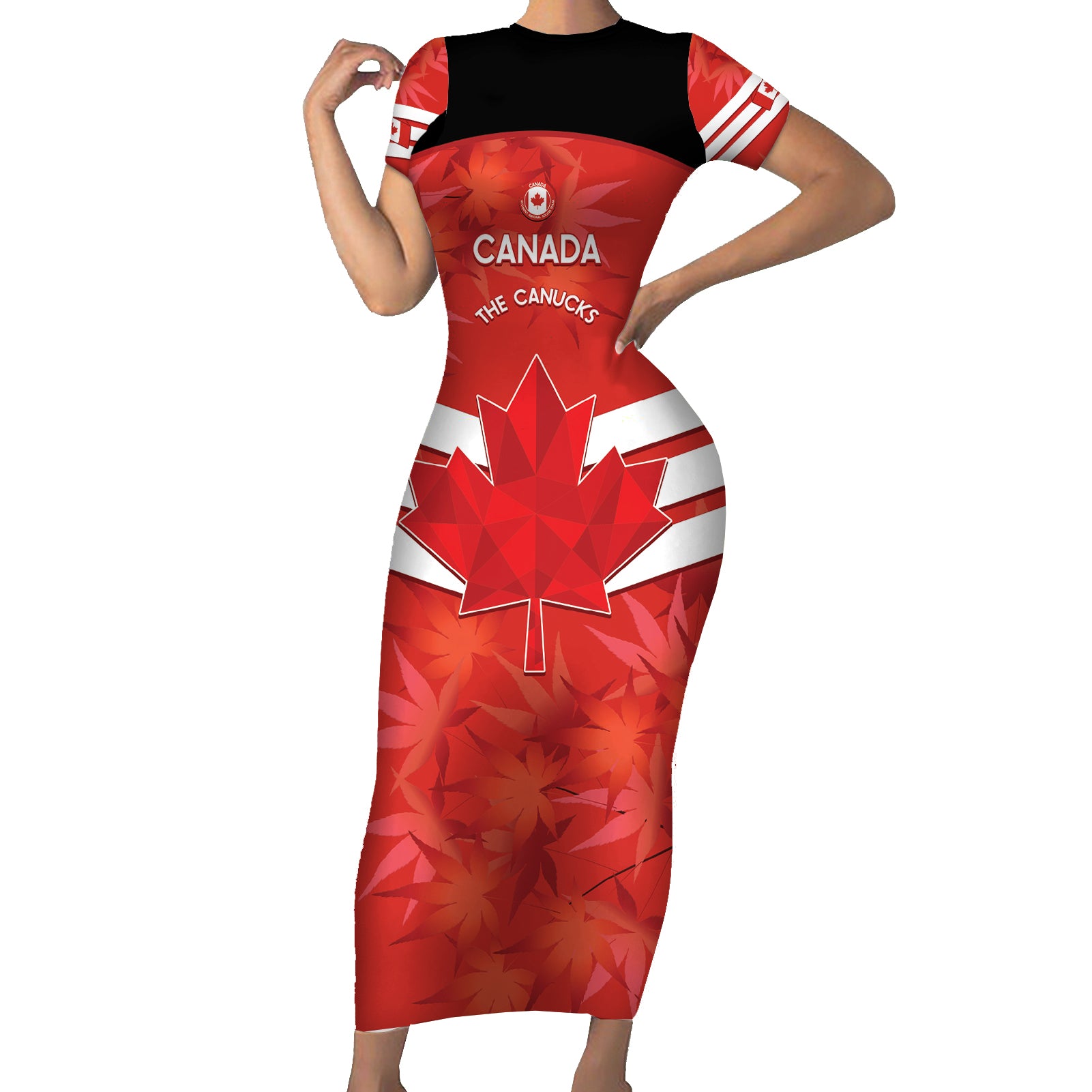 Custom Canada Soccer Short Sleeve Bodycon Dress Summer 2024 Go Champions Canucks - Wonder Print Shop