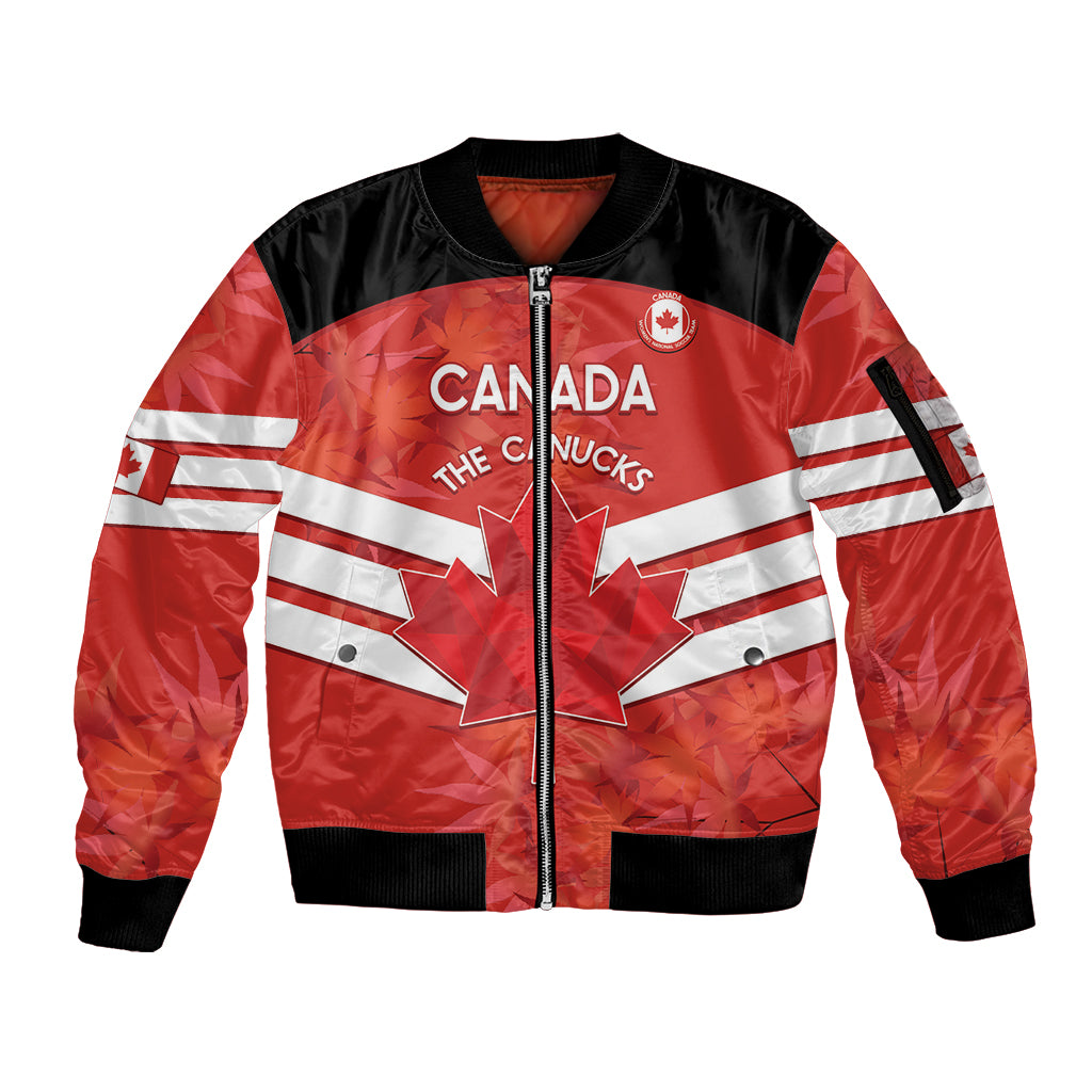 Custom Canada Soccer Sleeve Zip Bomber Jacket Summer 2024 Olympic Go Champions Canucks