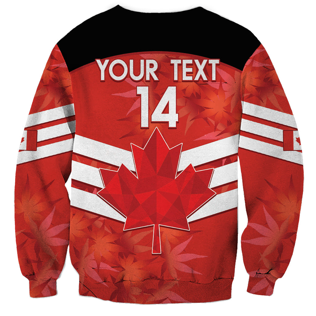 Unisex red and black Canada soccer sweatshirt with 'YOUR TEXT' and number 14