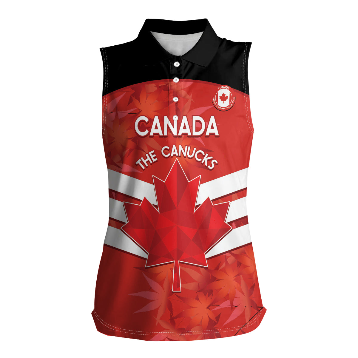 Custom Canada Soccer Women Sleeveless Polo Shirt Summer 2024 Go Champions Canucks - Wonder Print Shop