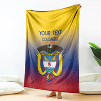 Hanging football blanket featuring Colombia crest with 'YOUR TEXT' over yellow-blue-red.