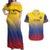 Custom Colombia Football Couples Matching Off Shoulder Maxi Dress and Hawaiian Shirt Summer 2024 Las Chicas Superpoderosas - Wonder Print Shop