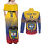 Custom Colombia Football Couples Matching Off Shoulder Maxi Dress and Long Sleeve Button Shirt Summer 2024 Las Chicas Superpoderosas - Wonder Print Shop