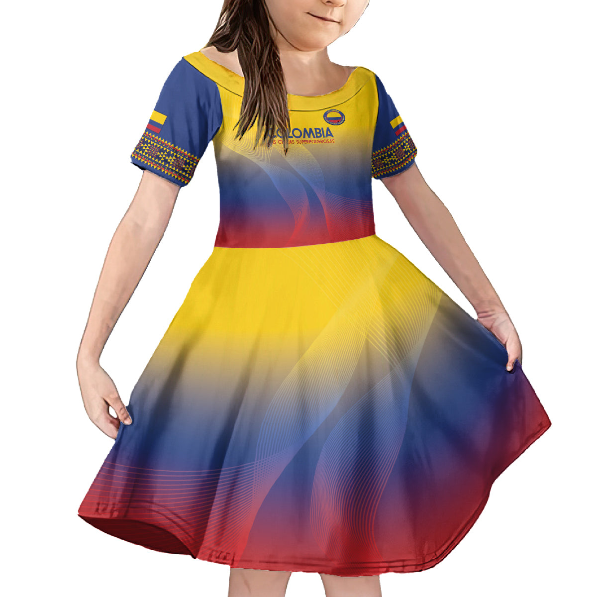 Custom Colombia Football Kid Short Sleeve Dress Summer 2024 Las Chicas Superpoderosas - Wonder Print Shop