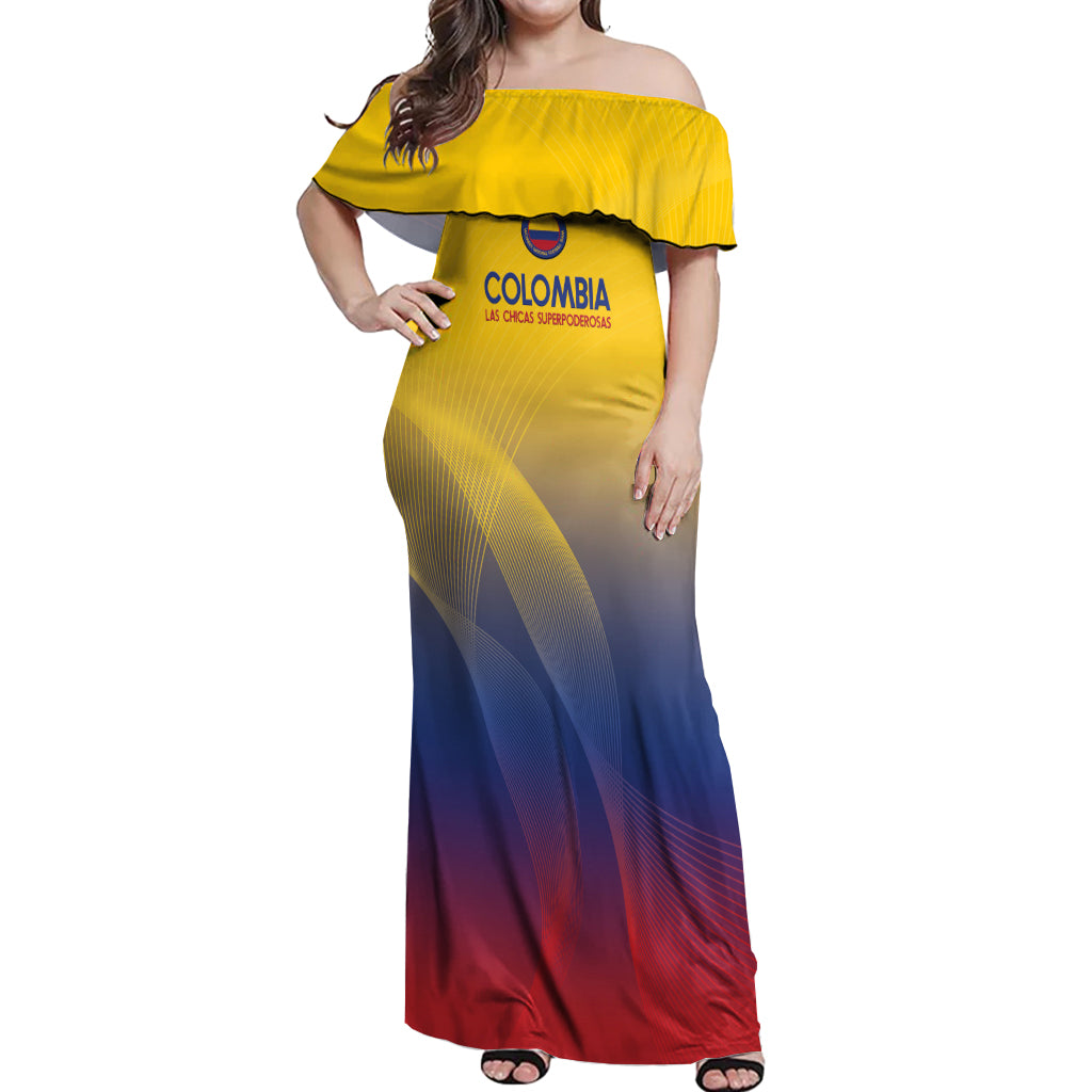 Custom Colombia Football Off Shoulder Maxi Dress Summer 2024 Las Chicas Superpoderosas - Wonder Print Shop