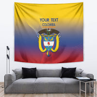 Colombia wall tapestry featuring centered eagle crest in yellow, blue, and red with custom text.