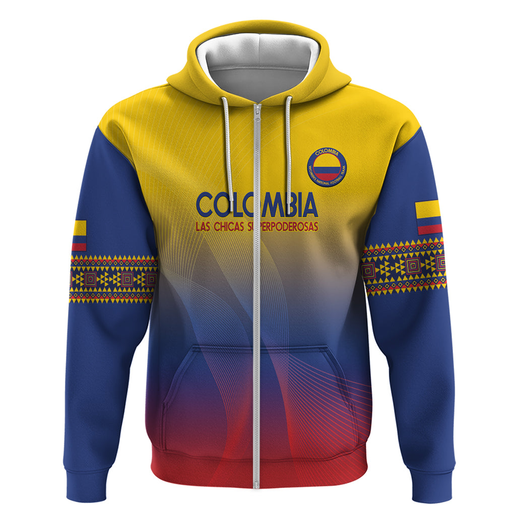 Custom Colombia Football Zip Hoodie Summer 2024 Las Chicas Superpoderosas - Wonder Print Shop