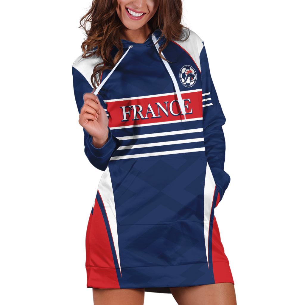 Custom France Football Hoodie Dress Summer 2024 Les Bleues - Wonder Print Shop