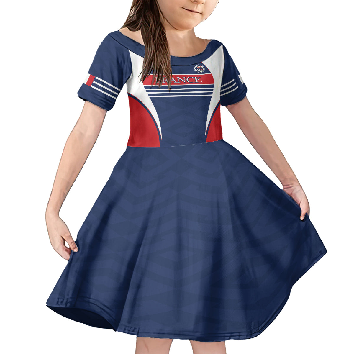 Custom France Football Kid Short Sleeve Dress Summer 2024 Les Bleues - Wonder Print Shop